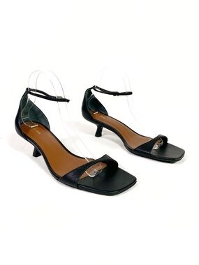 Reformation Ankle Strap Kitten Heel Sandals Black